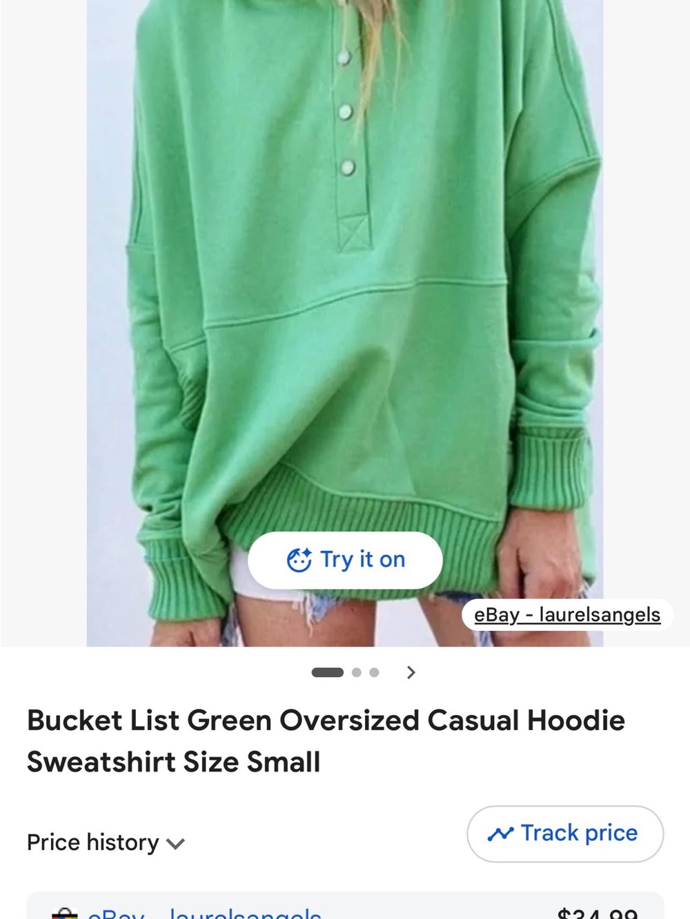 BUCKETLIST Bright Green Oversized Henley Hoodie Sweatshirt